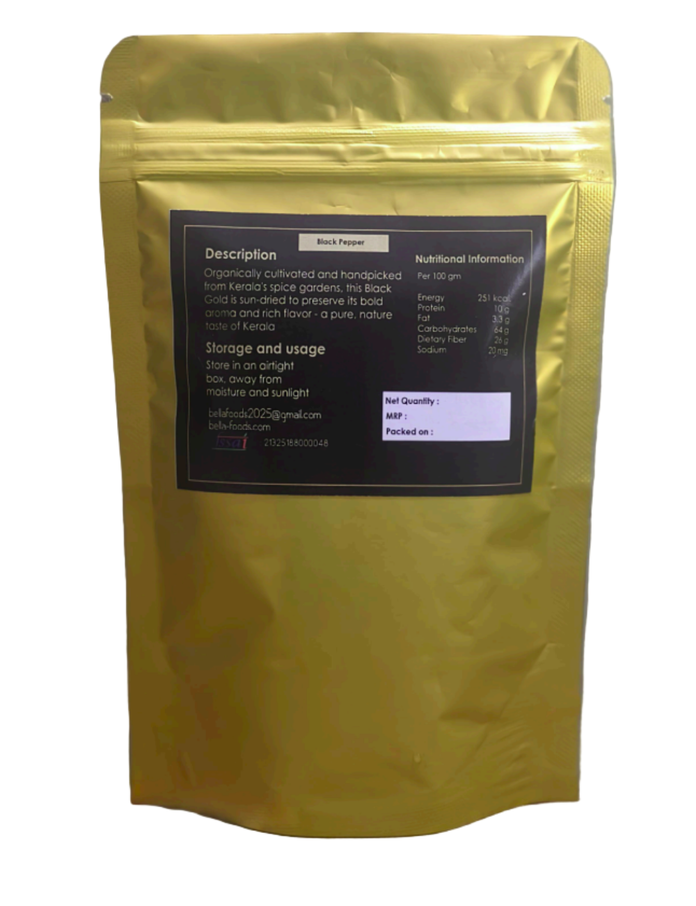 Bella's Premium Organic Spices - Black Pepper